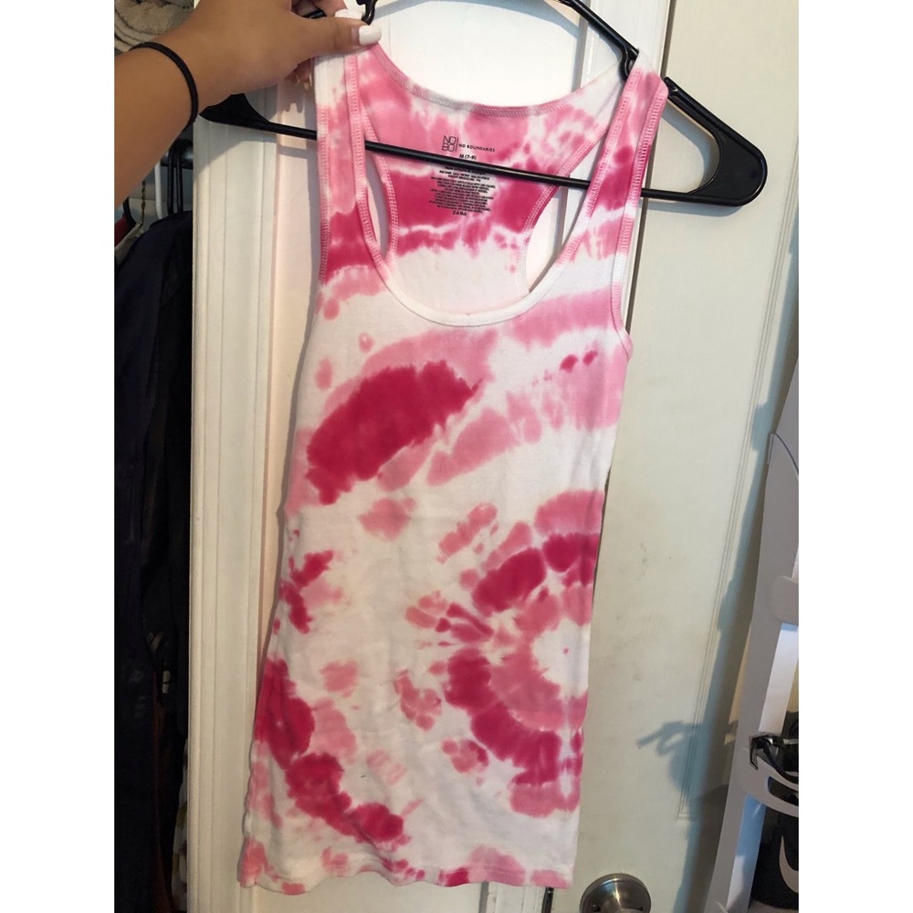 Pink tie dye racer back tank top